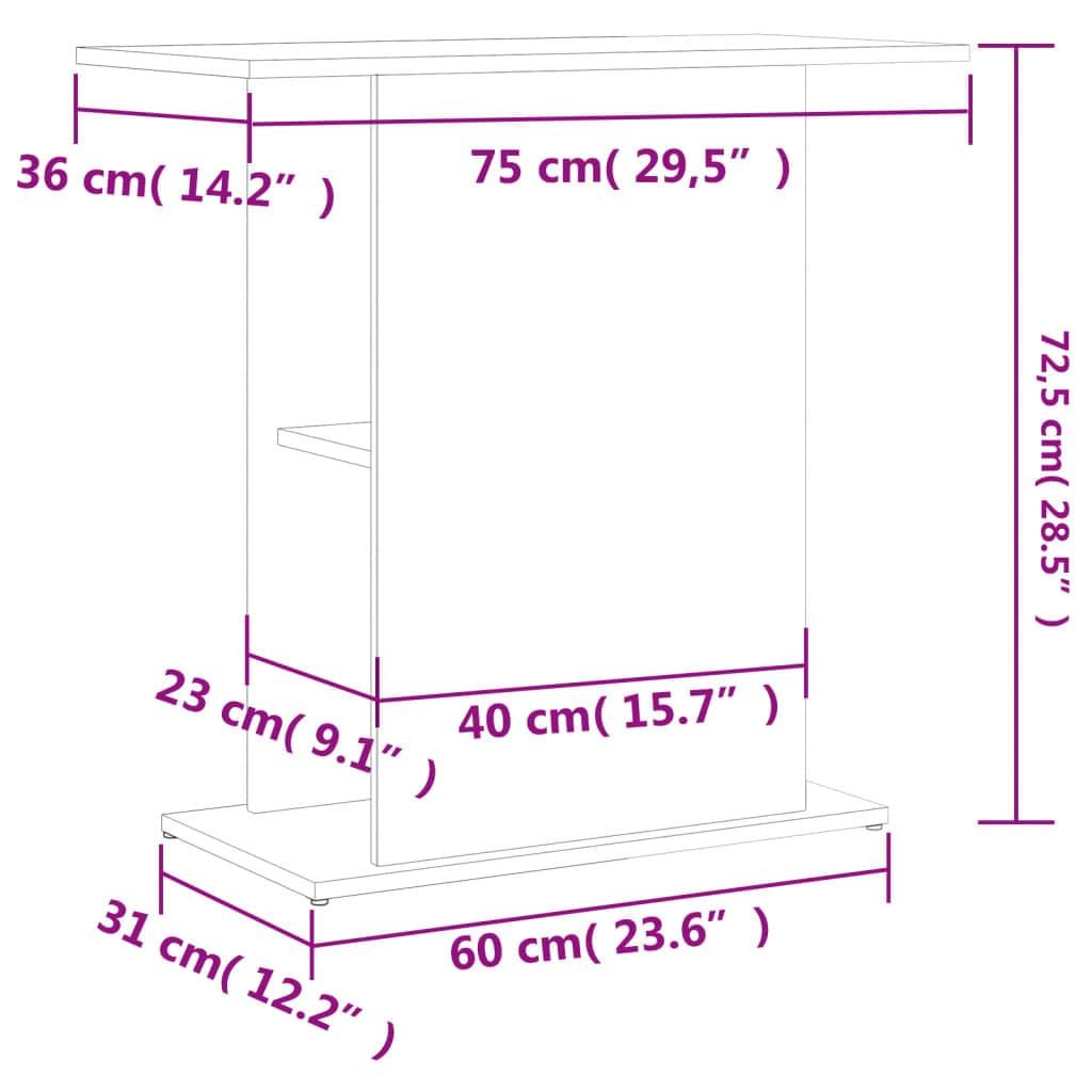 Supporto per Acquario 75x36x72,5 cm Multistrato Grigio Sonoma — miniatura 7 di 8