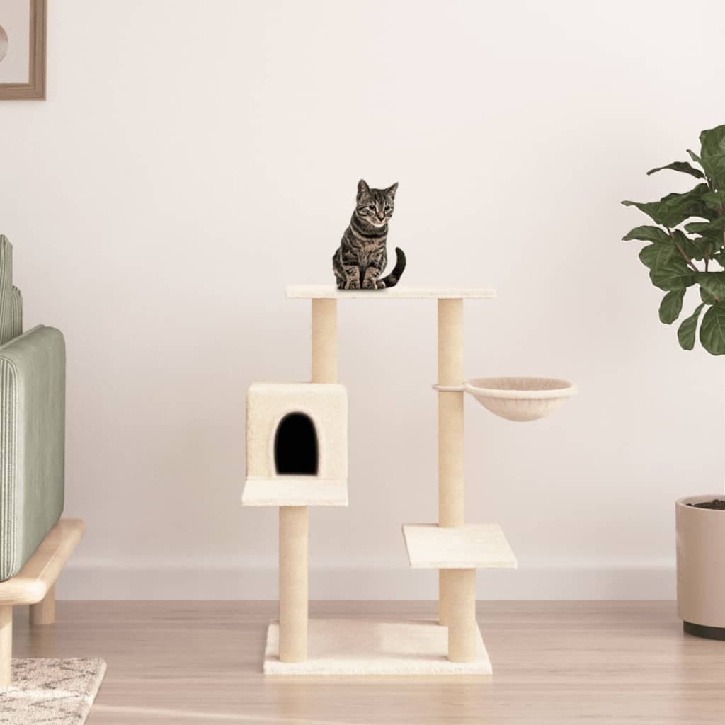 Albero per Gatti con Tiragraffi in Sisal Crema 82,5 cm — miniatura 1 di 7