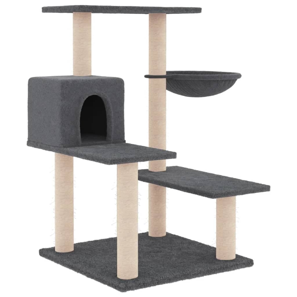 Albero per Gatti con Tiragraffi in Sisal Grigio Scuro 82,5 cm — miniatura 2 di 7