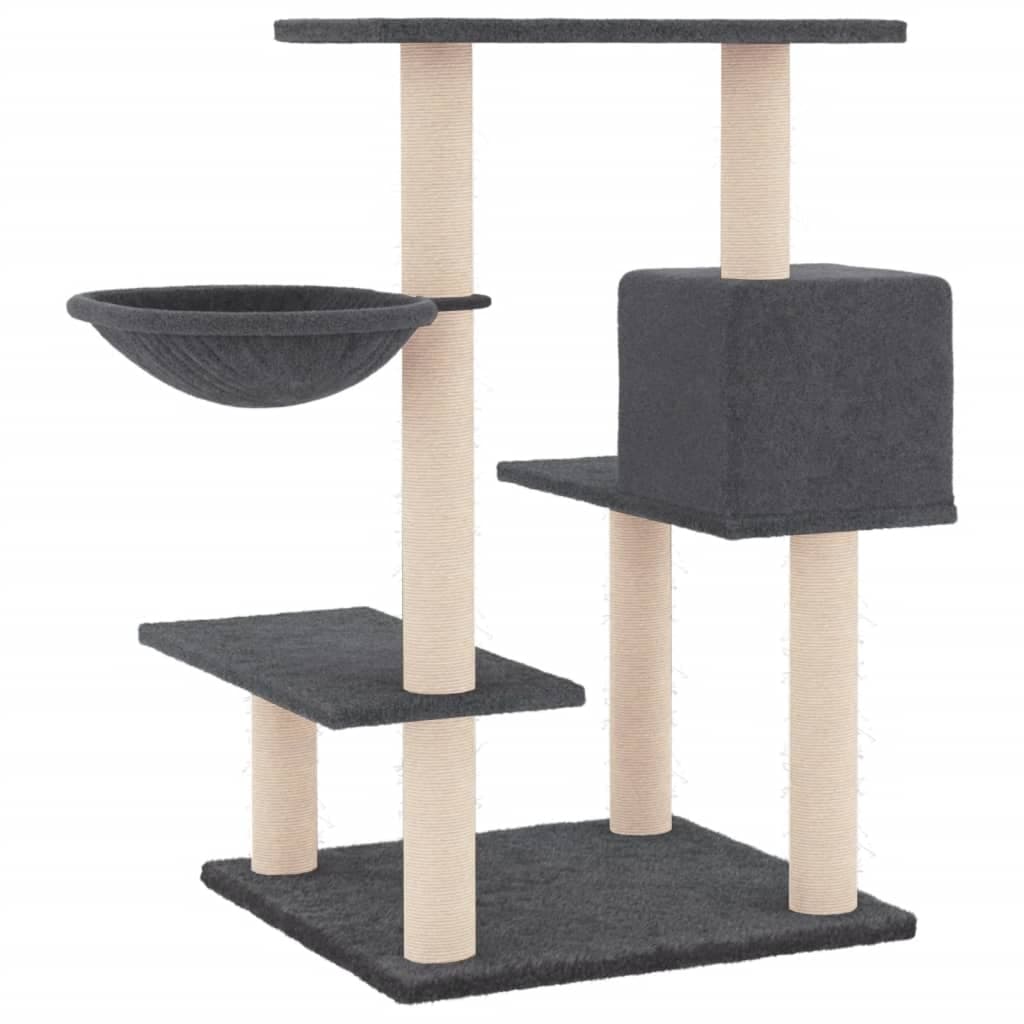 Albero per Gatti con Tiragraffi in Sisal Grigio Scuro 82,5 cm — miniatura 4 di 7