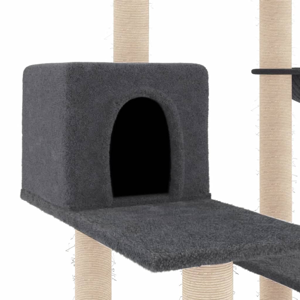 Albero per Gatti con Tiragraffi in Sisal Grigio Scuro 82,5 cm — miniatura 5 di 7