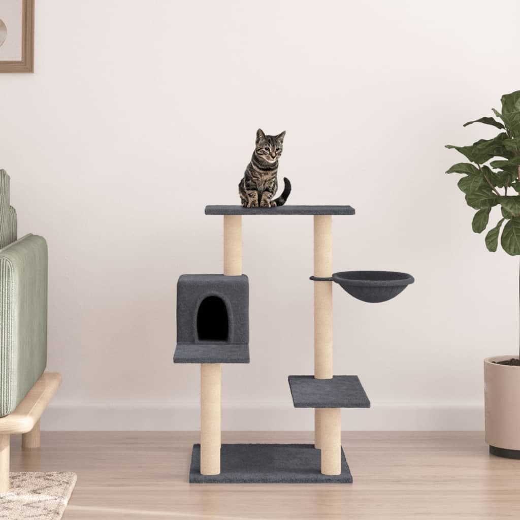 Albero per Gatti con Tiragraffi in Sisal Grigio Scuro 82,5 cm — miniatura 1 di 7