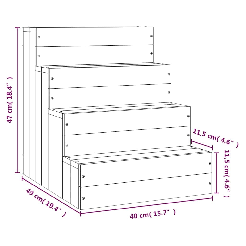 Scala per Animali Ambra 40x49x47 cm in Legno Massello di Pino — miniatura 6 di 6