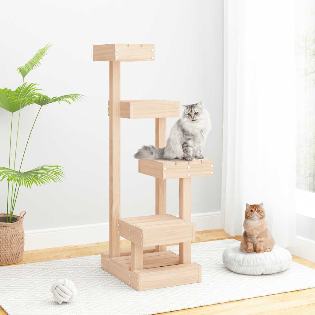 Albero per Gatti 45,5x49x103 cm in Legno Massello di Pino — miniatura 1 di 6