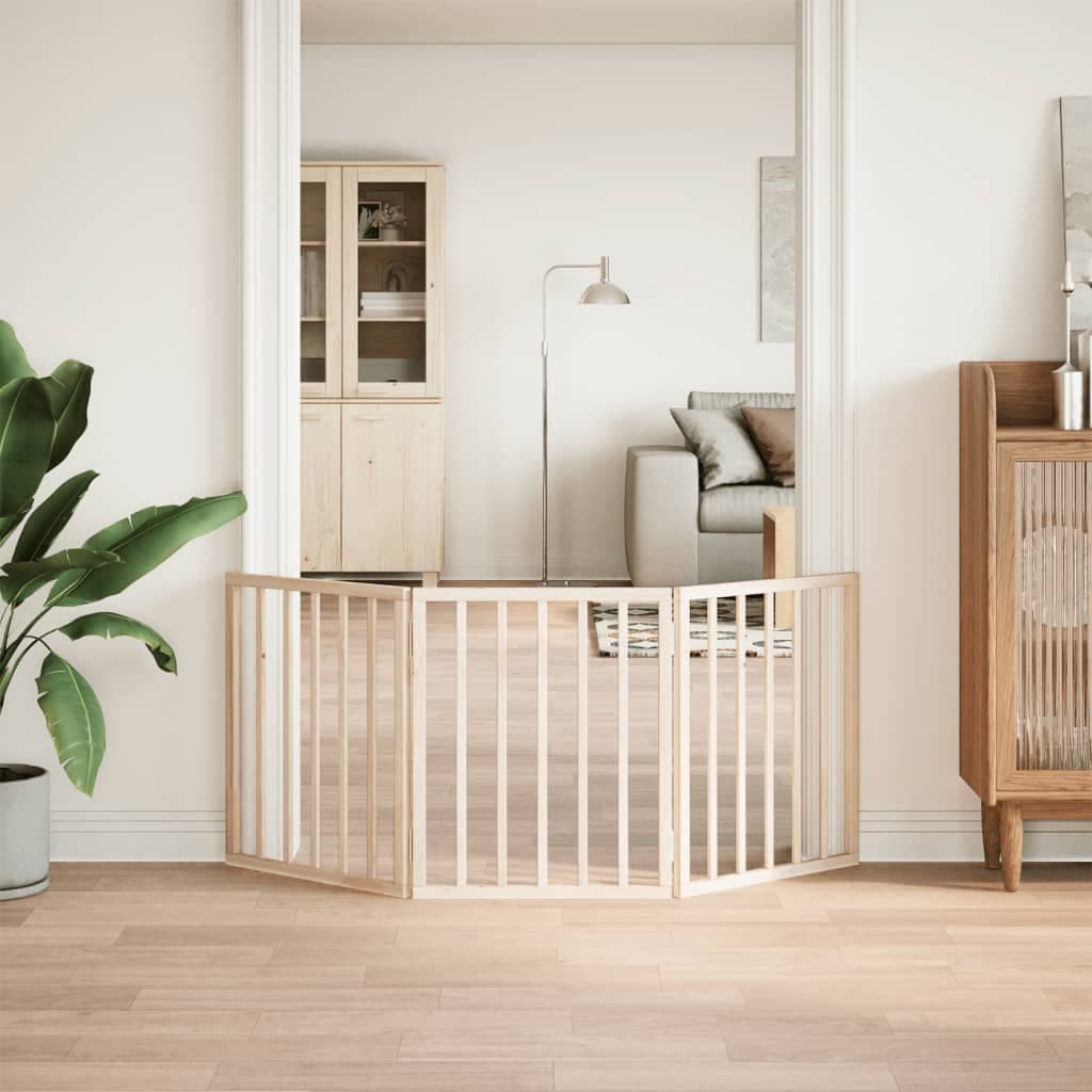 Cancelletto per cani pieghevole a 3 pannelli 150 cm in legno di pioppo — miniatura 3 di 8
