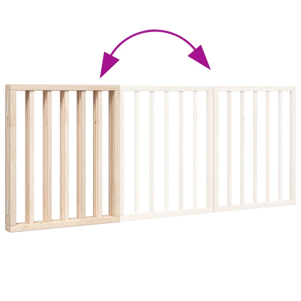 Cancelletto per cani pieghevole a 3 pannelli 150 cm in legno di pioppo — miniatura 6 di 8