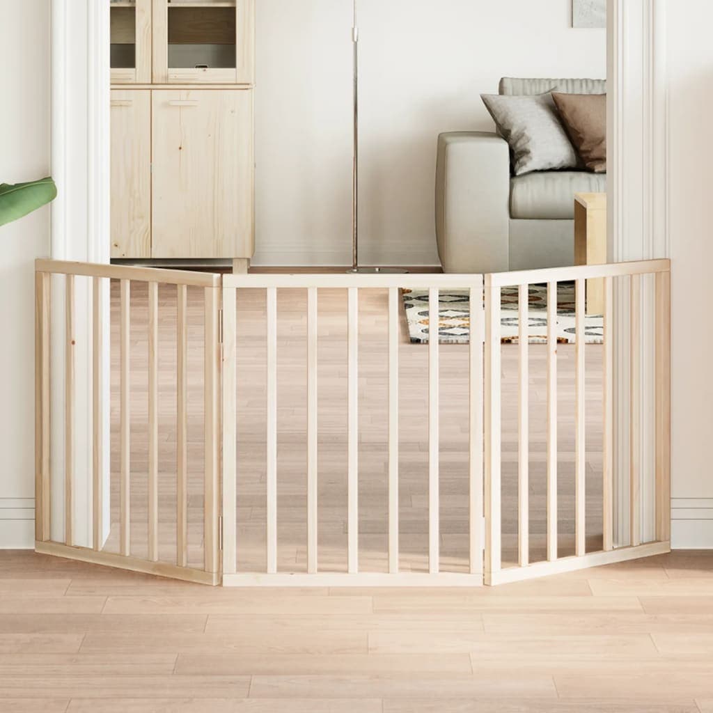 Cancelletto per cani pieghevole a 3 pannelli 150 cm in legno di pioppo — miniatura 1 di 8