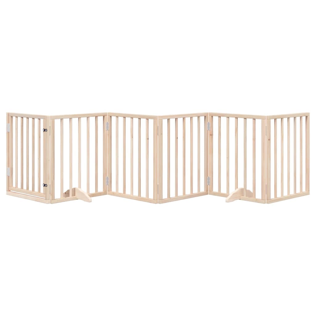 Cancelletto per cani con porta pieghevole 6 pannelli 300 cm in legno di pioppo — miniatura 3 di 10