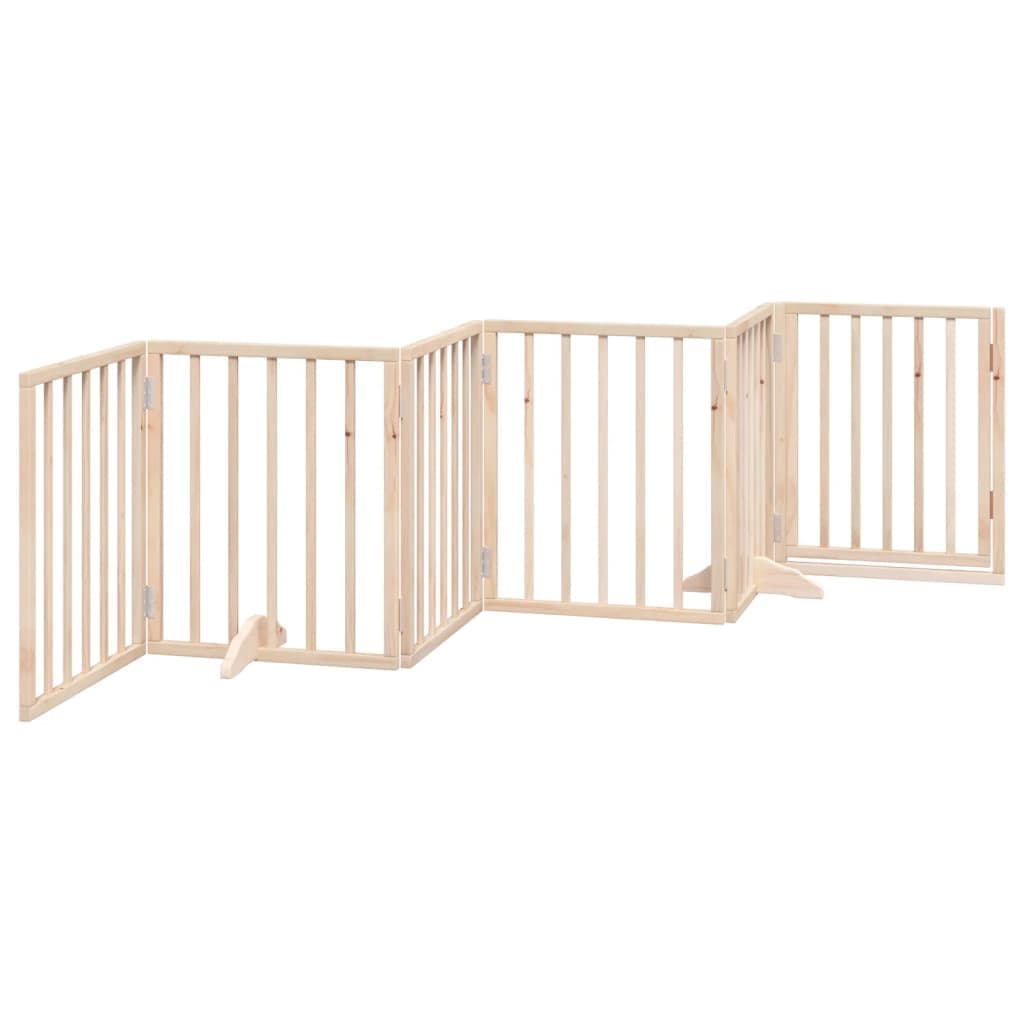 Cancelletto per cani con porta pieghevole 6 pannelli 300 cm in legno di pioppo — miniatura 5 di 10
