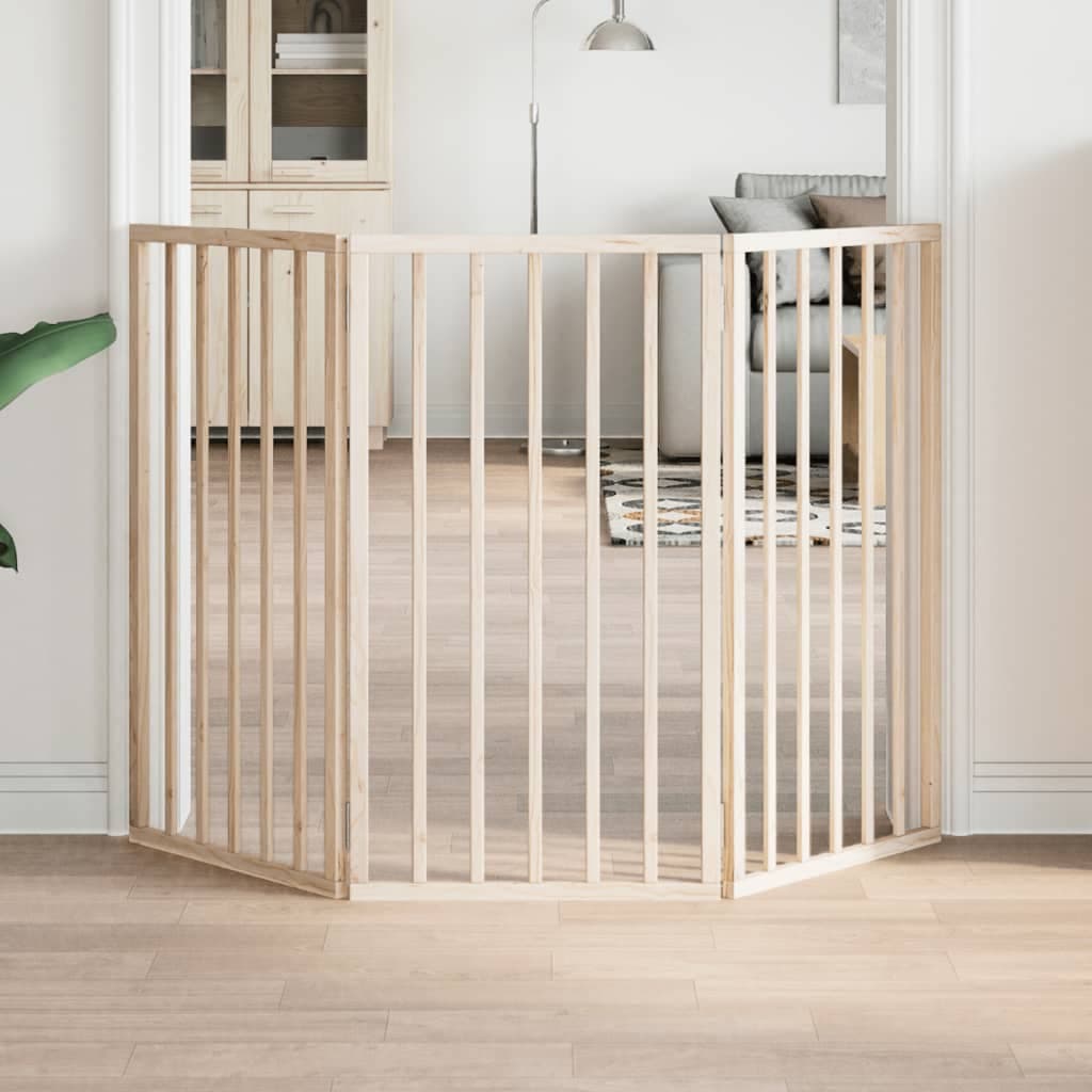 Cancelletto per cani pieghevole a 3 pannelli 150 cm in legno di pioppo — miniatura 1 di 8