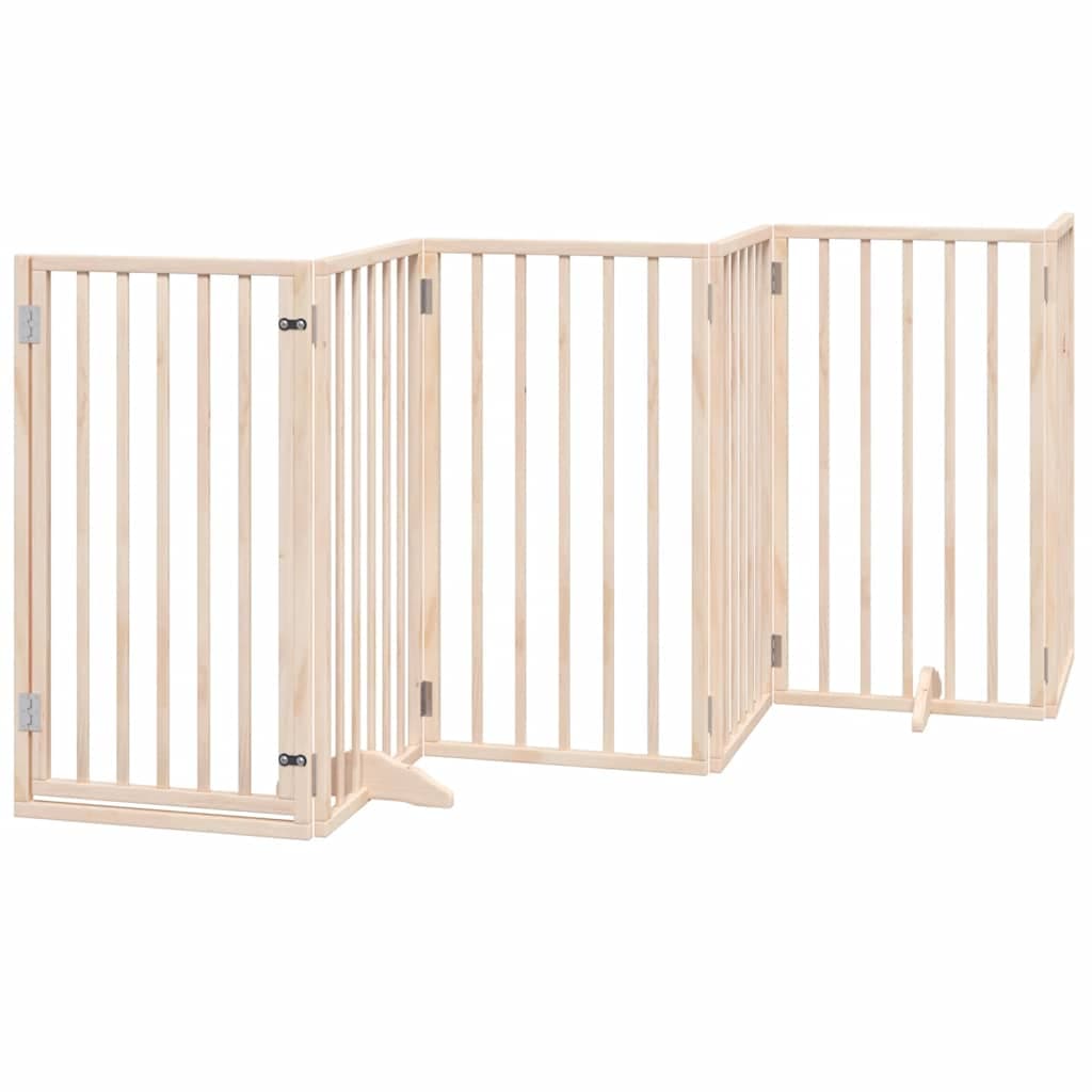 Cancelletto per cani con porta pieghevole 6 pannelli 300 cm in legno di pioppo — miniatura 2 di 10