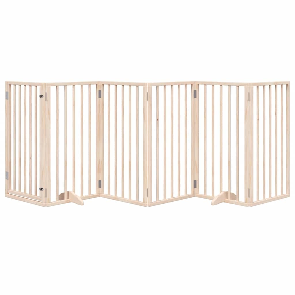 Cancelletto per cani con porta pieghevole 6 pannelli 300 cm in legno di pioppo — miniatura 3 di 10