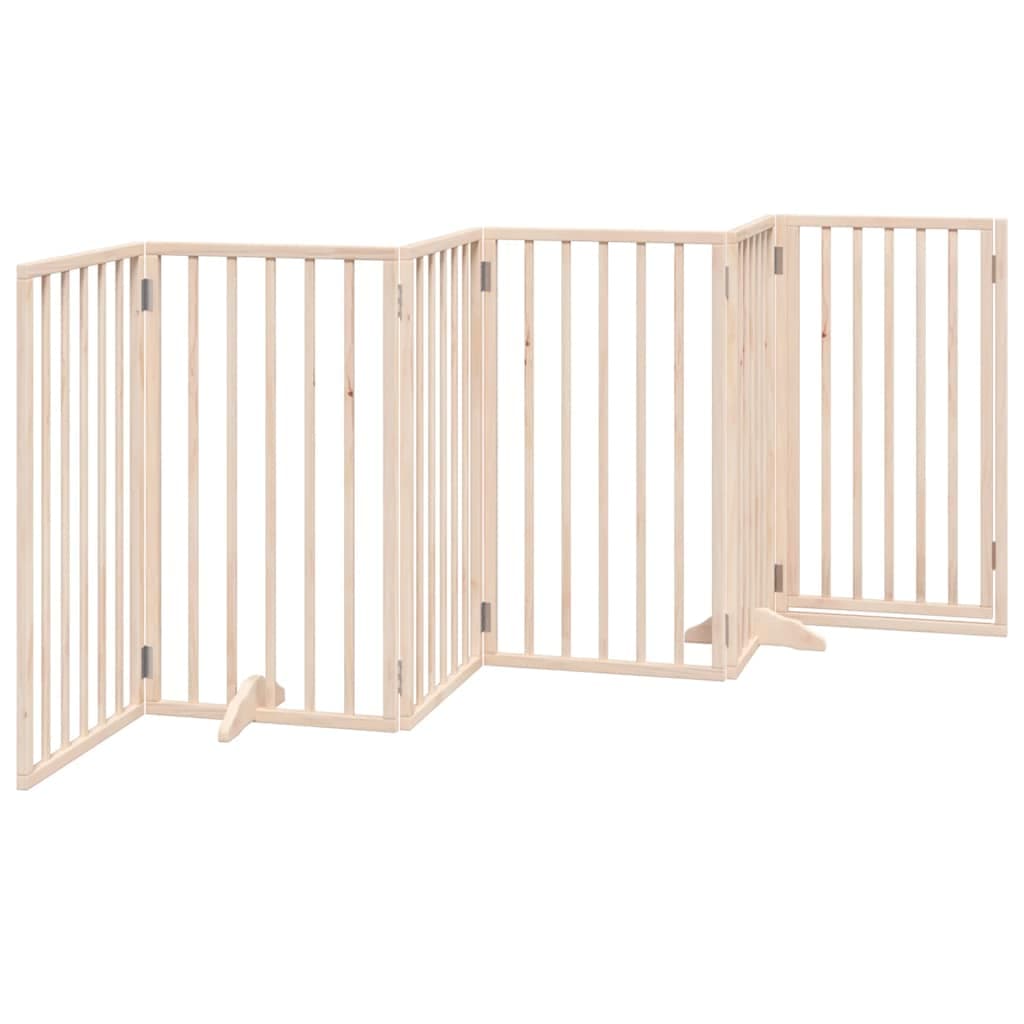 Cancelletto per cani con porta pieghevole 6 pannelli 300 cm in legno di pioppo — miniatura 5 di 10