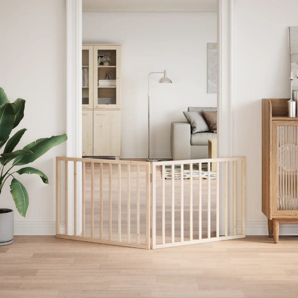 Cancelletto per cani pieghevole 2 pannelli 160 cm in legno di pioppo — miniatura 3 di 8