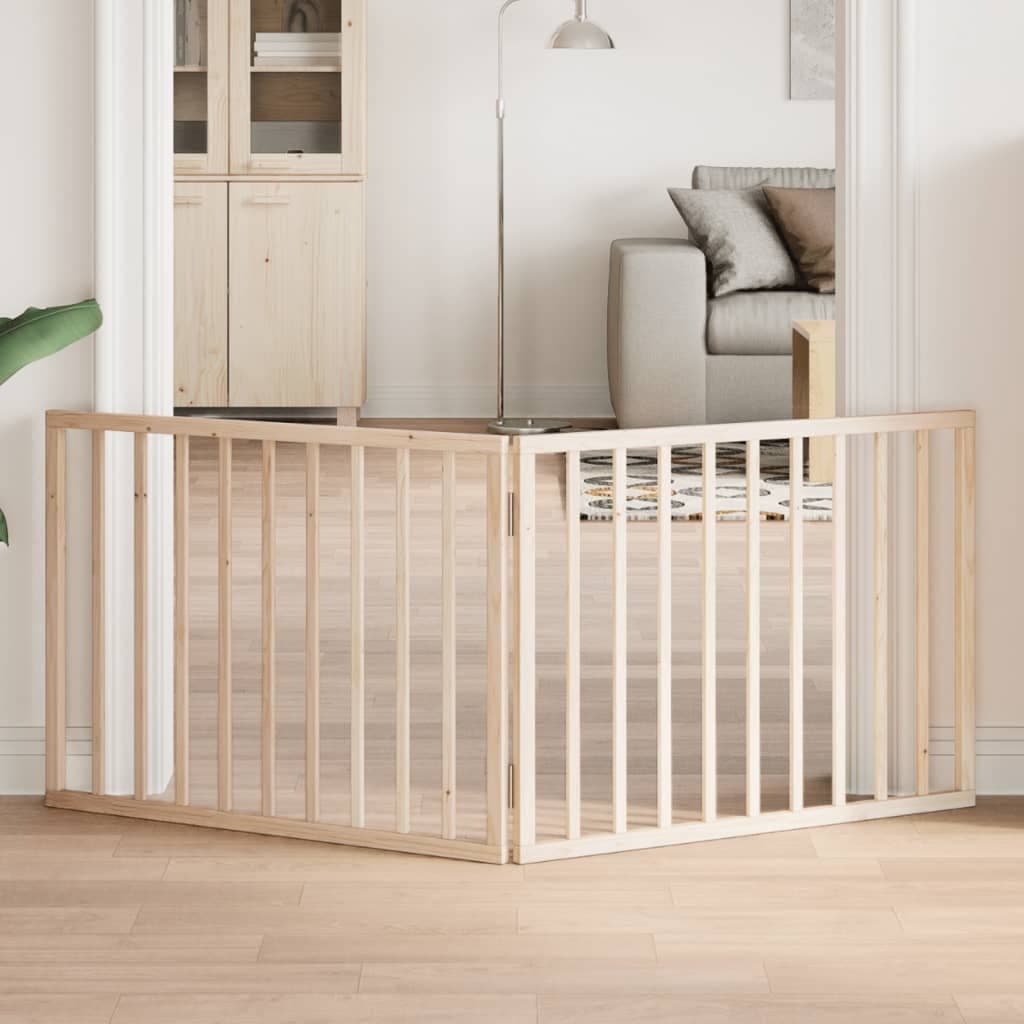 Cancelletto per cani pieghevole 2 pannelli 160 cm in legno di pioppo — miniatura 1 di 8