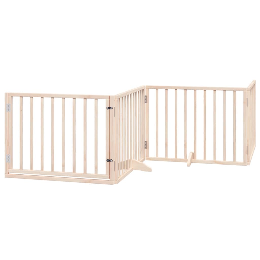 Cancelletto per cani con porta pieghevole 4 pannelli 320 cm in legno di pioppo — miniatura 2 di 10