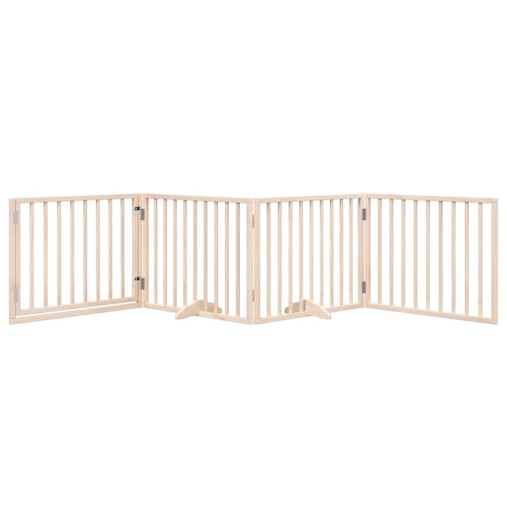 Cancelletto per cani con porta pieghevole 4 pannelli 320 cm in legno di pioppo — miniatura 3 di 10