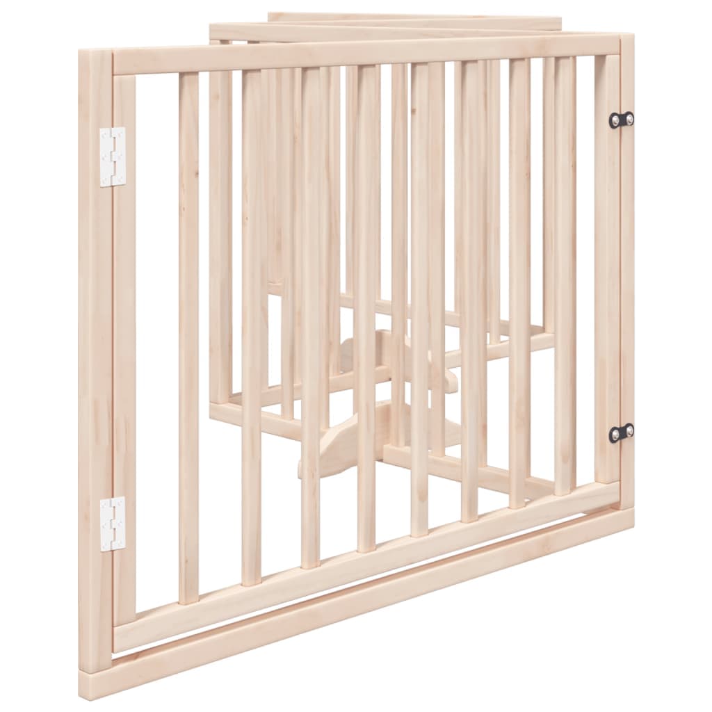 Cancelletto per cani con porta pieghevole 4 pannelli 320 cm in legno di pioppo — miniatura 4 di 10