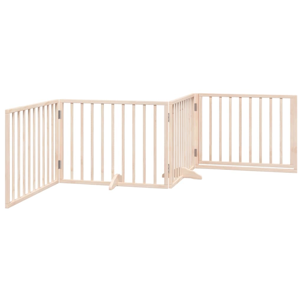 Cancelletto per cani con porta pieghevole 4 pannelli 320 cm in legno di pioppo — miniatura 5 di 10