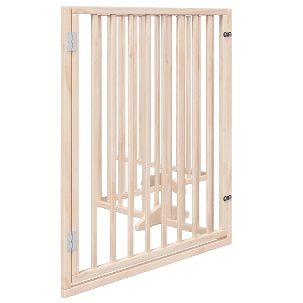 Cancello per Cani con Porta Pieghevole 4 Pannelli 320 cm Pioppo — miniatura 4 di 10