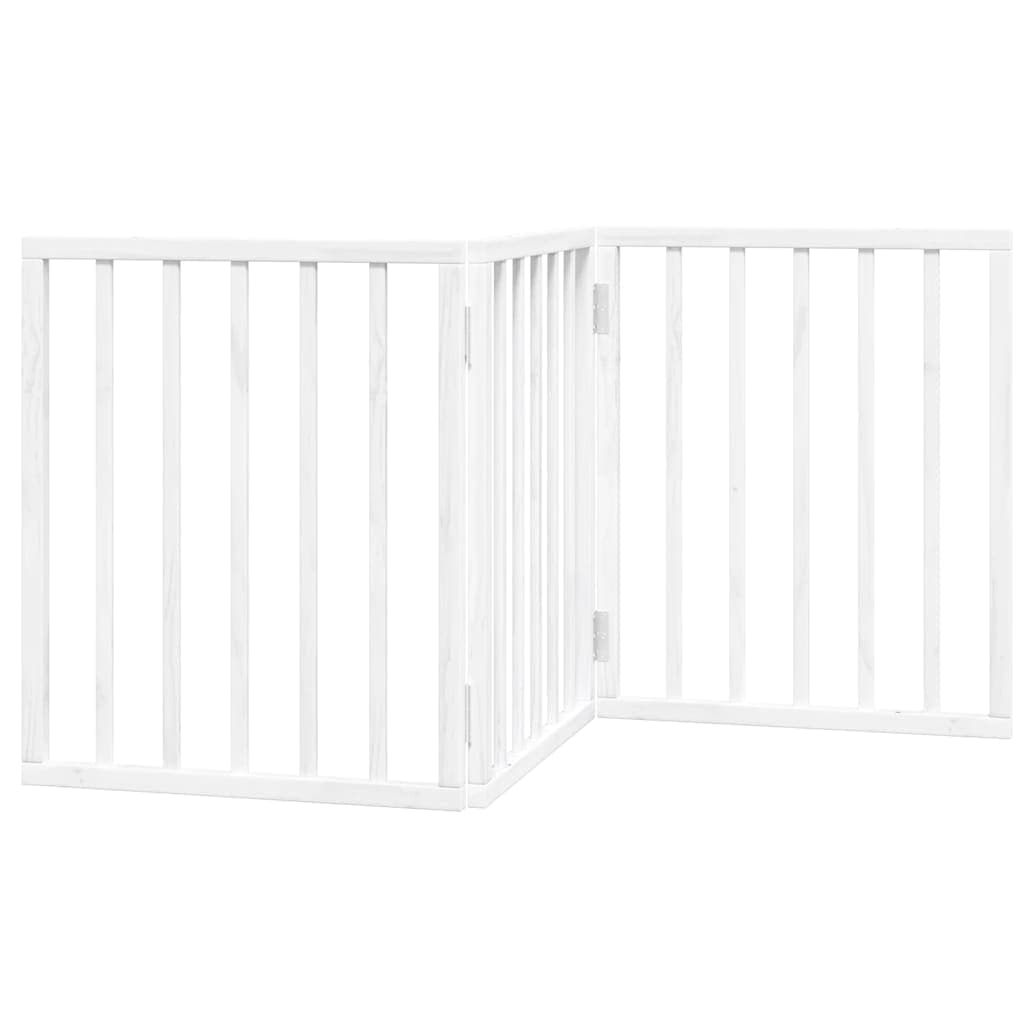 Cancello per Cani Pieghevole 3 Pannelli Bianco 150 cm Pioppo — miniatura 2 di 8