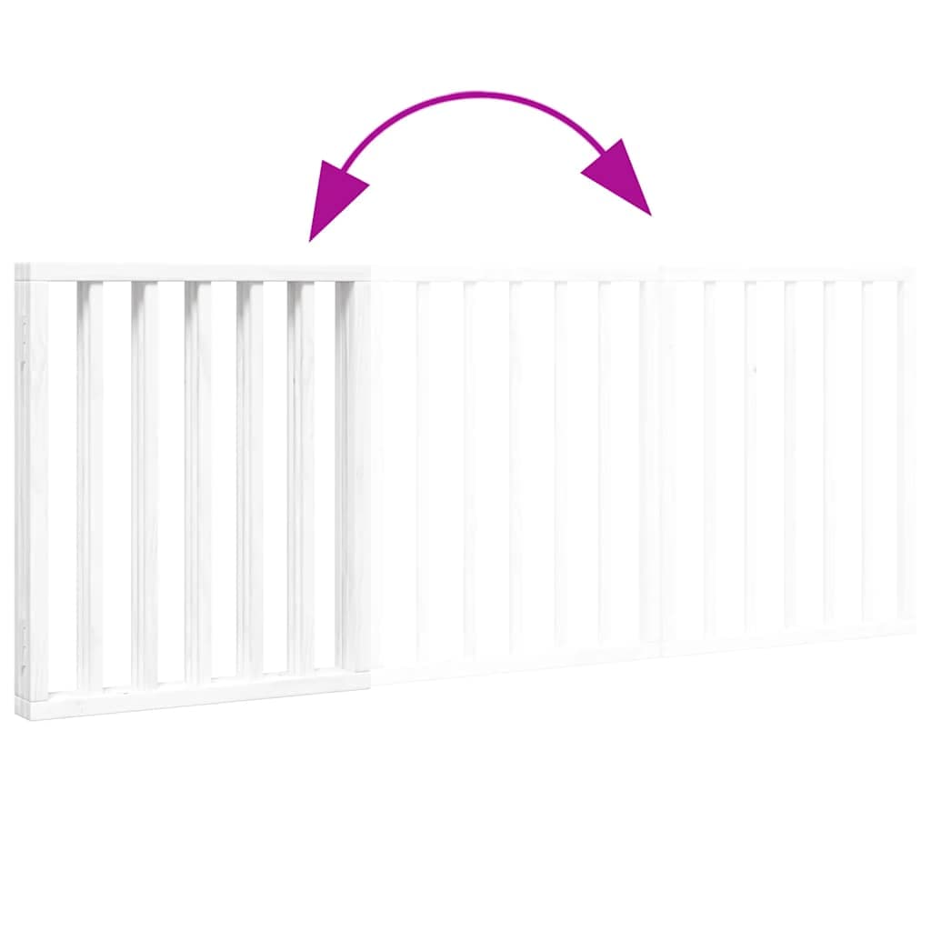 Cancello per Cani Pieghevole 3 Pannelli Bianco 150 cm Pioppo — miniatura 6 di 8