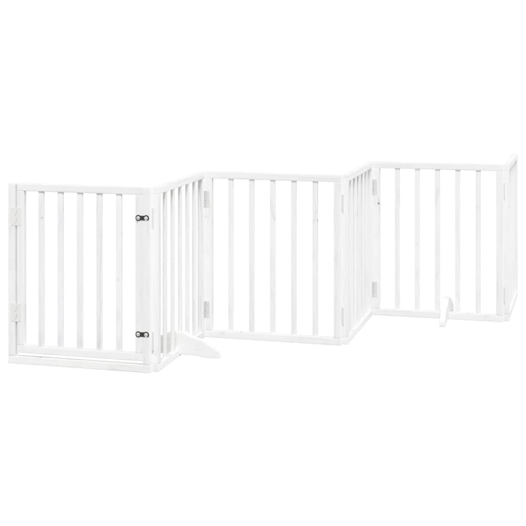 Cancello Cani Porta Pieghevole Bianco 6 Pannelli 300 cm Pioppo — miniatura 2 di 10