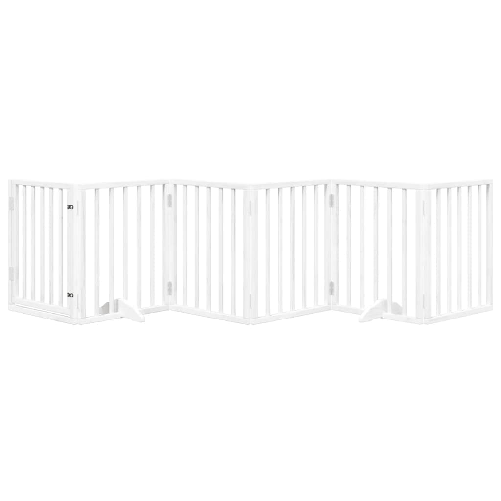Cancello Cani Porta Pieghevole Bianco 6 Pannelli 300 cm Pioppo — miniatura 3 di 10