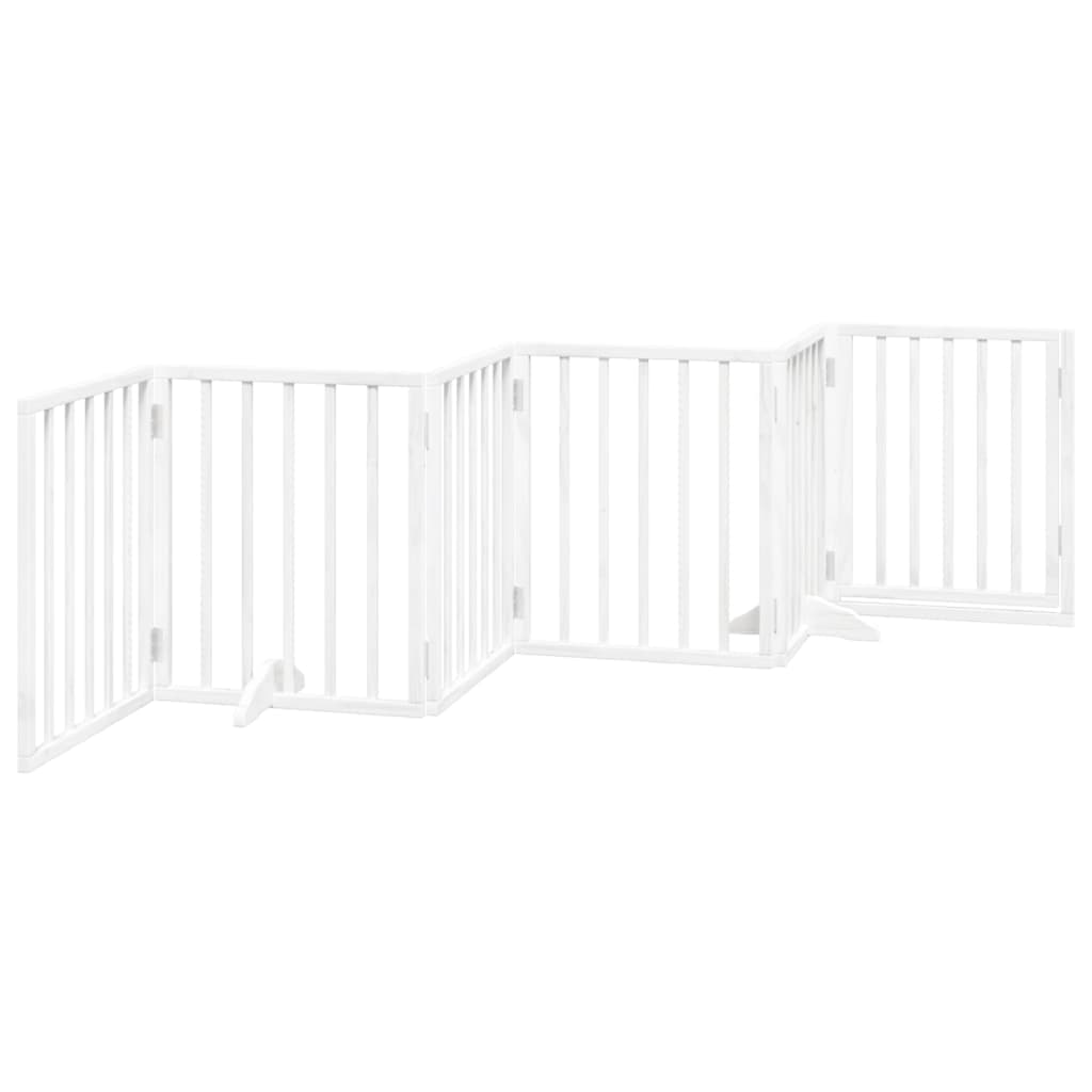 Cancello Cani Porta Pieghevole Bianco 6 Pannelli 300 cm Pioppo — miniatura 5 di 10