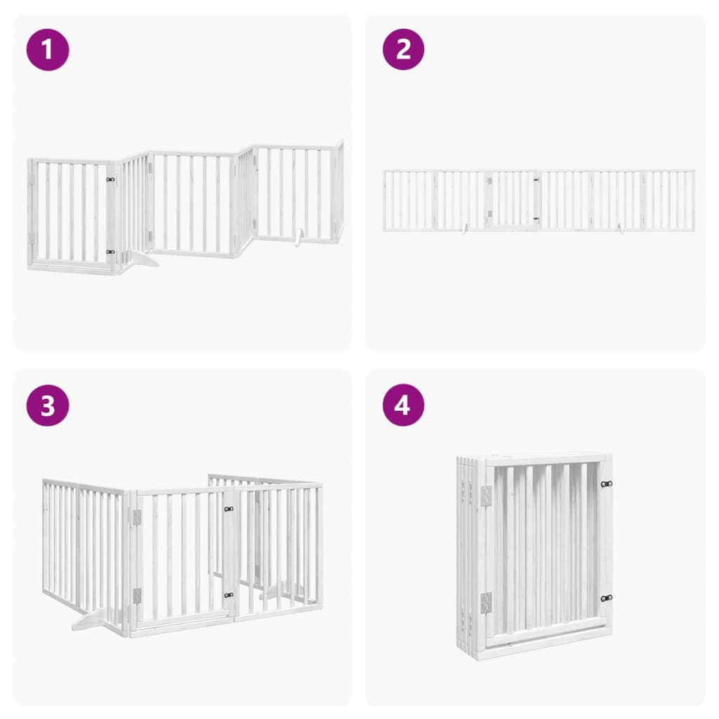 Cancello Cani Porta Pieghevole Bianco 6 Pannelli 300 cm Pioppo — miniatura 6 di 10