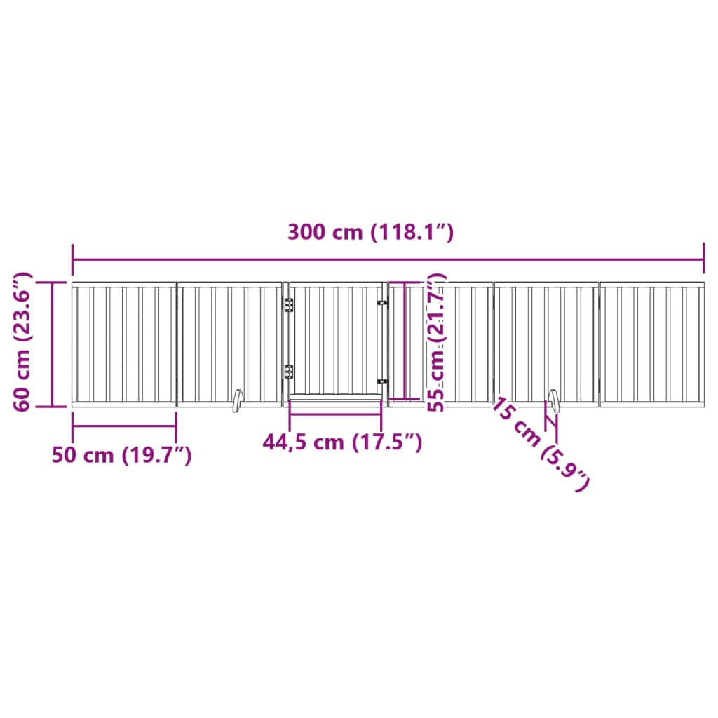 Cancello Cani Porta Pieghevole Bianco 6 Pannelli 300 cm Pioppo — miniatura 10 di 10