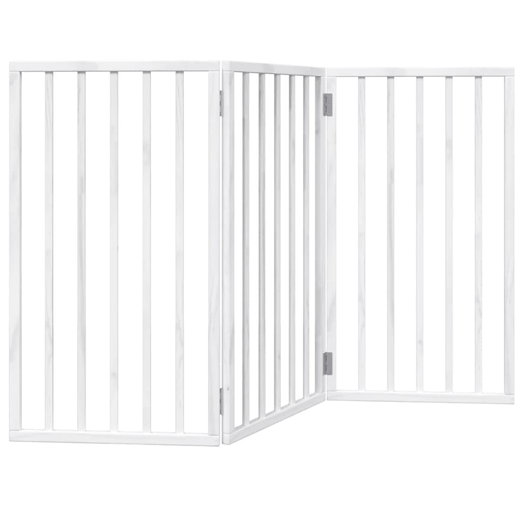 Cancelletto per cani pieghevole a 3 pannelli bianco 150 cm in legno di pioppo — miniatura 2 di 8