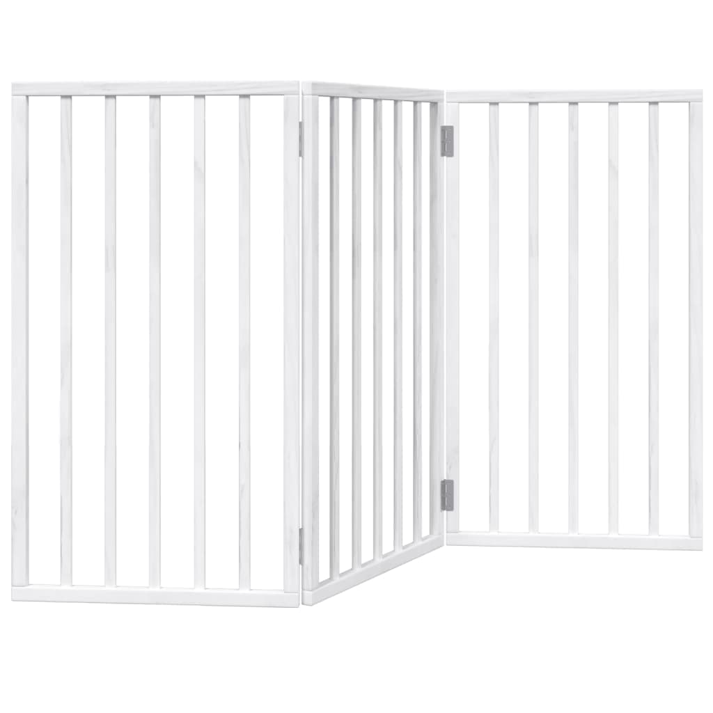 Cancelletto per cani pieghevole a 3 pannelli bianco 150 cm in legno di pioppo — miniatura 5 di 8