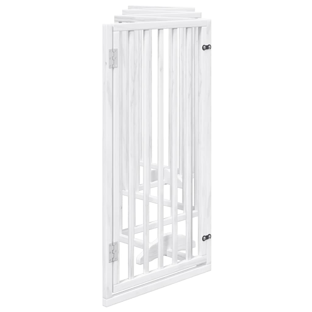 Cancelletto per cani con porta pieghevole 6 pannelli bianco 300 cm in legno di pioppo — miniatura 4 di 10
