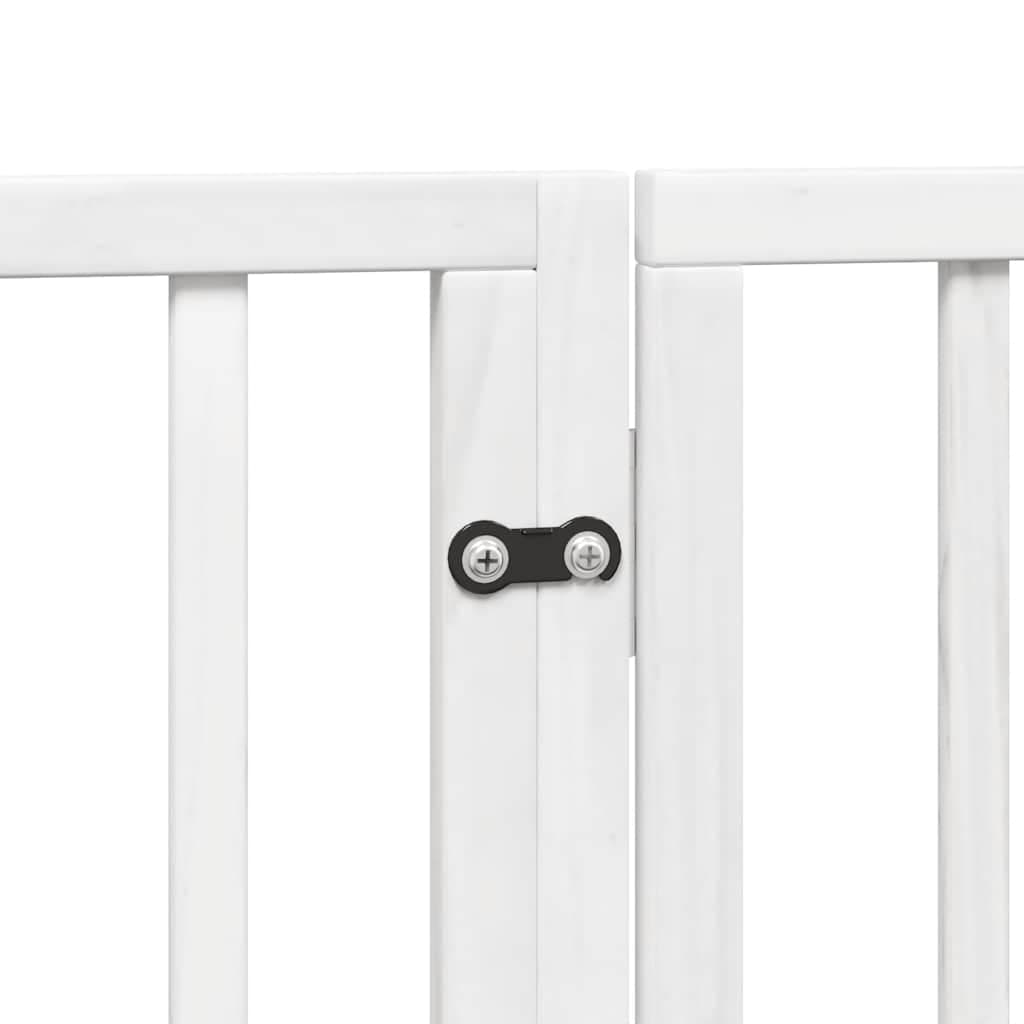 Cancelletto per cani con porta pieghevole 6 pannelli bianco 300 cm in legno di pioppo — miniatura 8 di 10