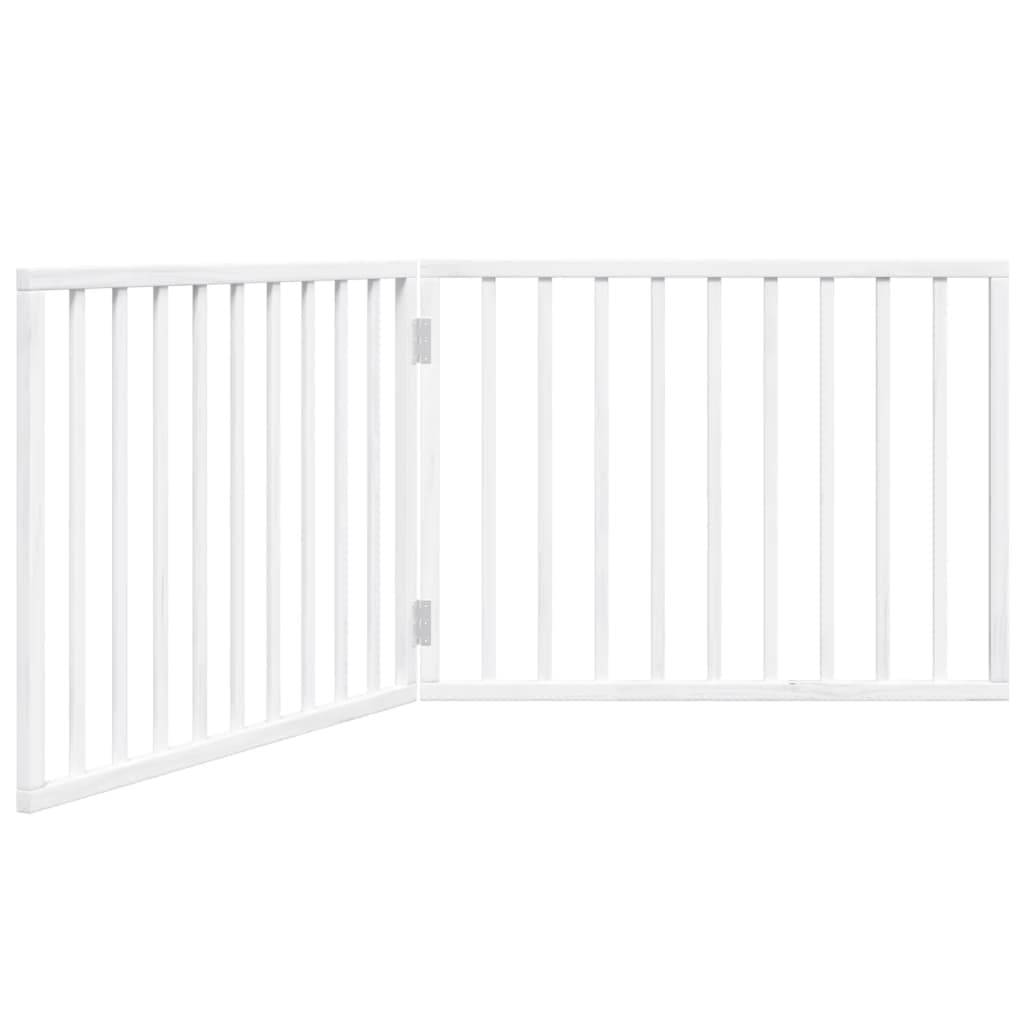 Cancelletto per cani pieghevole 2 pannelli bianco 160 cm in legno di pioppo — miniatura 2 di 8