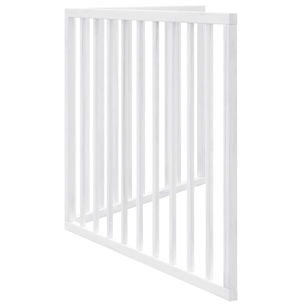 Cancelletto per cani pieghevole 2 pannelli bianco 160 cm in legno di pioppo — miniatura 4 di 8