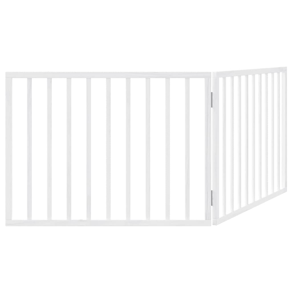Cancelletto per cani pieghevole 2 pannelli bianco 160 cm in legno di pioppo — miniatura 5 di 8