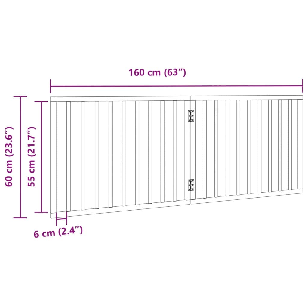 Cancelletto per cani pieghevole 2 pannelli bianco 160 cm in legno di pioppo — miniatura 8 di 8