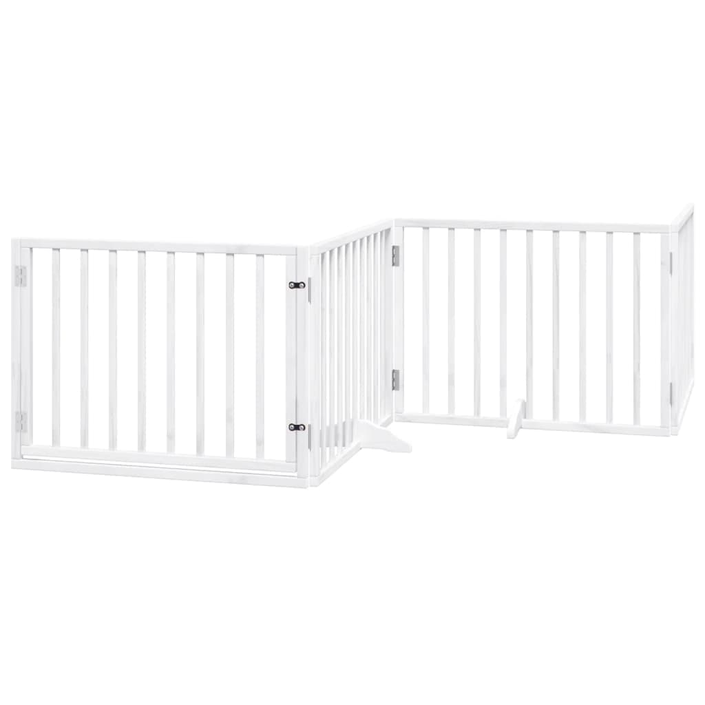 Cancello Cani Porta Pieghevole Bianco 4 Pannelli 320 cm Pioppo — foto 2 di 10