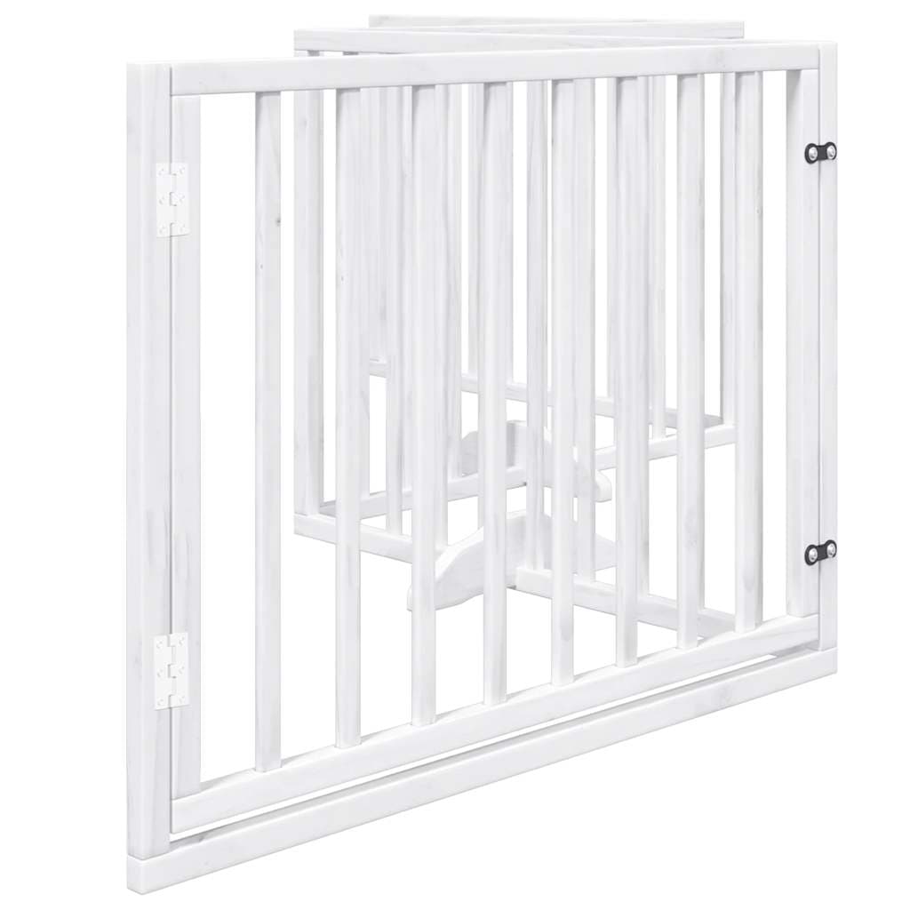 Cancello Cani Porta Pieghevole Bianco 4 Pannelli 320 cm Pioppo — foto 4 di 10
