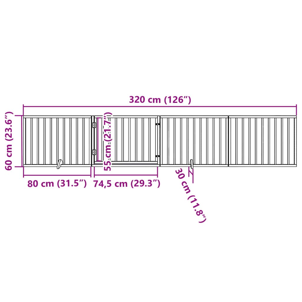Cancello Cani Porta Pieghevole Bianco 4 Pannelli 320 cm Pioppo — foto 10 di 10