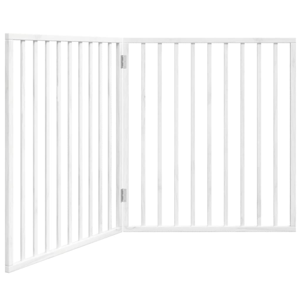Cancelletto per cani pieghevole 2 pannelli bianco 160 cm in legno di pioppo — miniatura 2 di 8