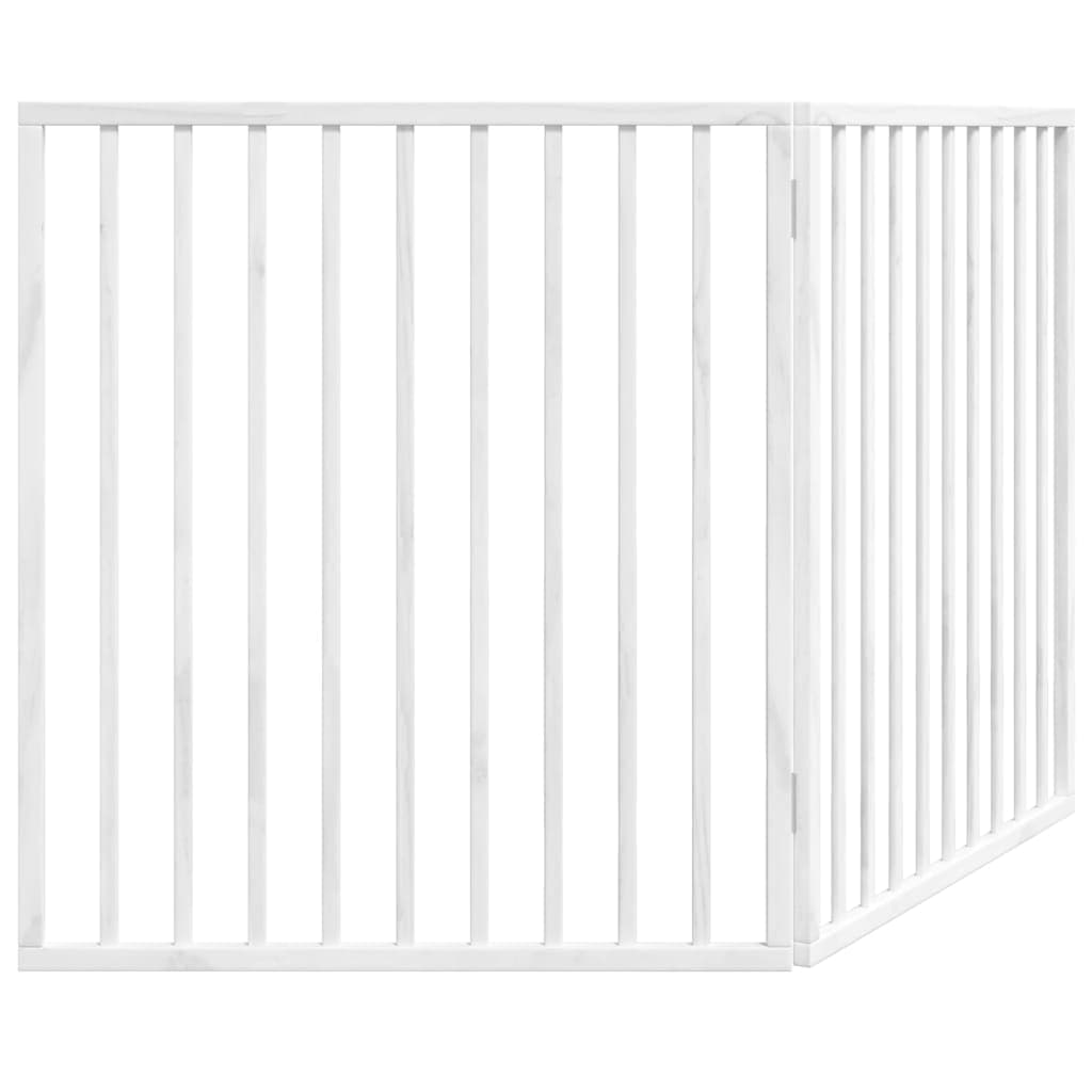 Cancelletto per cani pieghevole 2 pannelli bianco 160 cm in legno di pioppo — miniatura 5 di 8