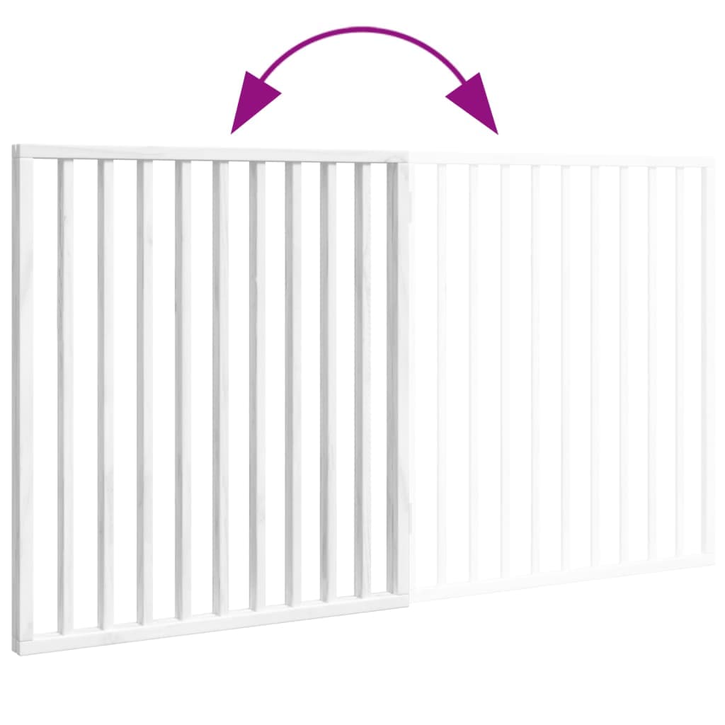 Cancelletto per cani pieghevole 2 pannelli bianco 160 cm in legno di pioppo — miniatura 6 di 8
