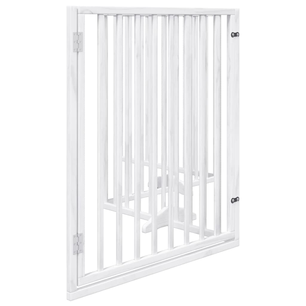 Cancelletto per cani con porta pieghevole 4 pannelli bianco 320 cm in legno di pioppo — miniatura 4 di 10