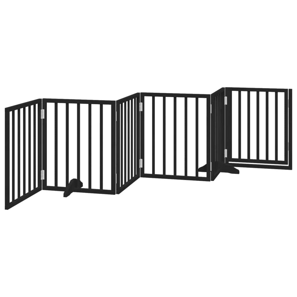 Cancello per Cani Porta Pieghevole Nero 6 Pannelli 300cm Pioppo — miniatura 5 di 10