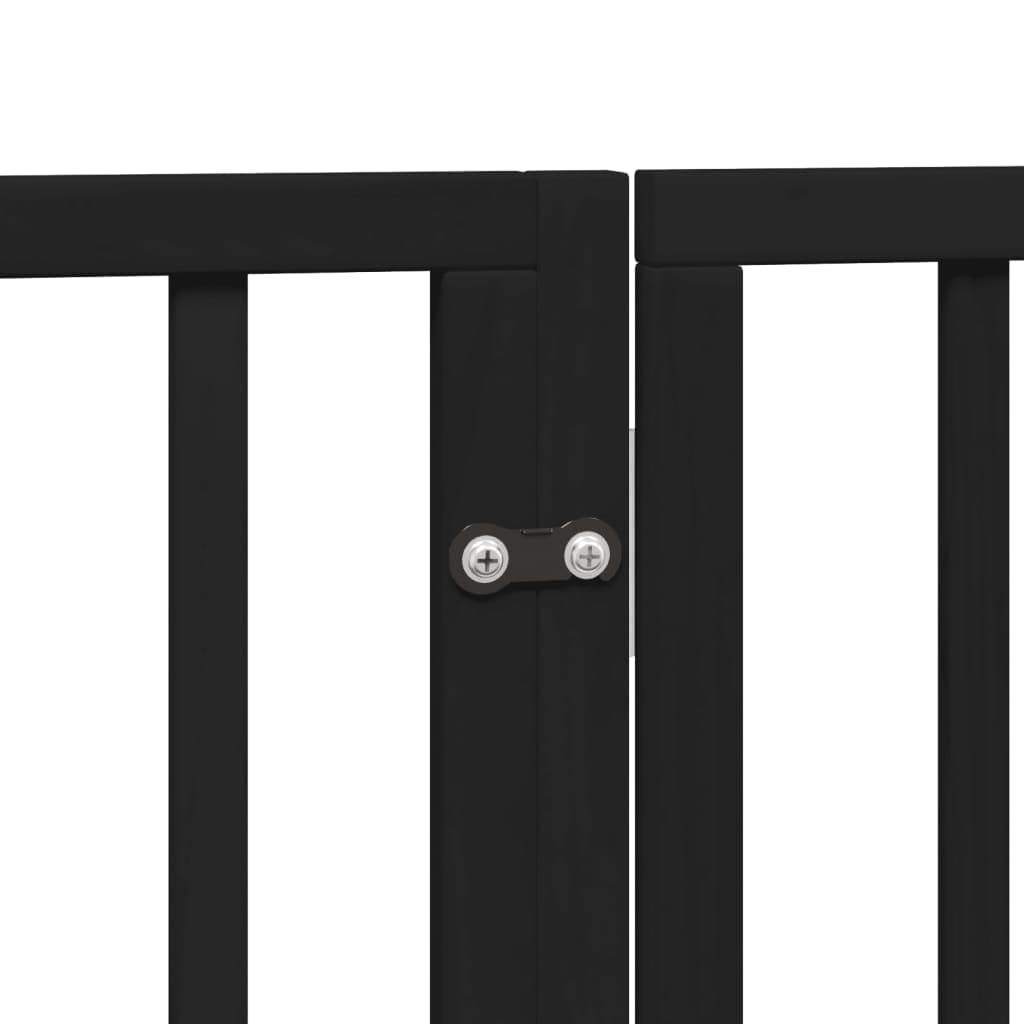 Cancello per Cani Porta Pieghevole Nero 6 Pannelli 300cm Pioppo — miniatura 8 di 10