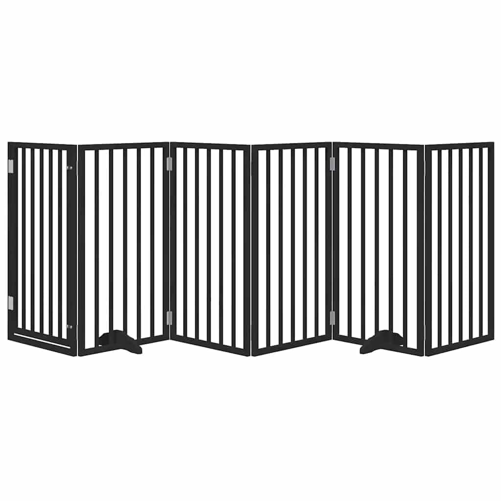 Cancello per Cani Porta Pieghevole Nero 6 Pannelli 300cm Pioppo — miniatura 3 di 10