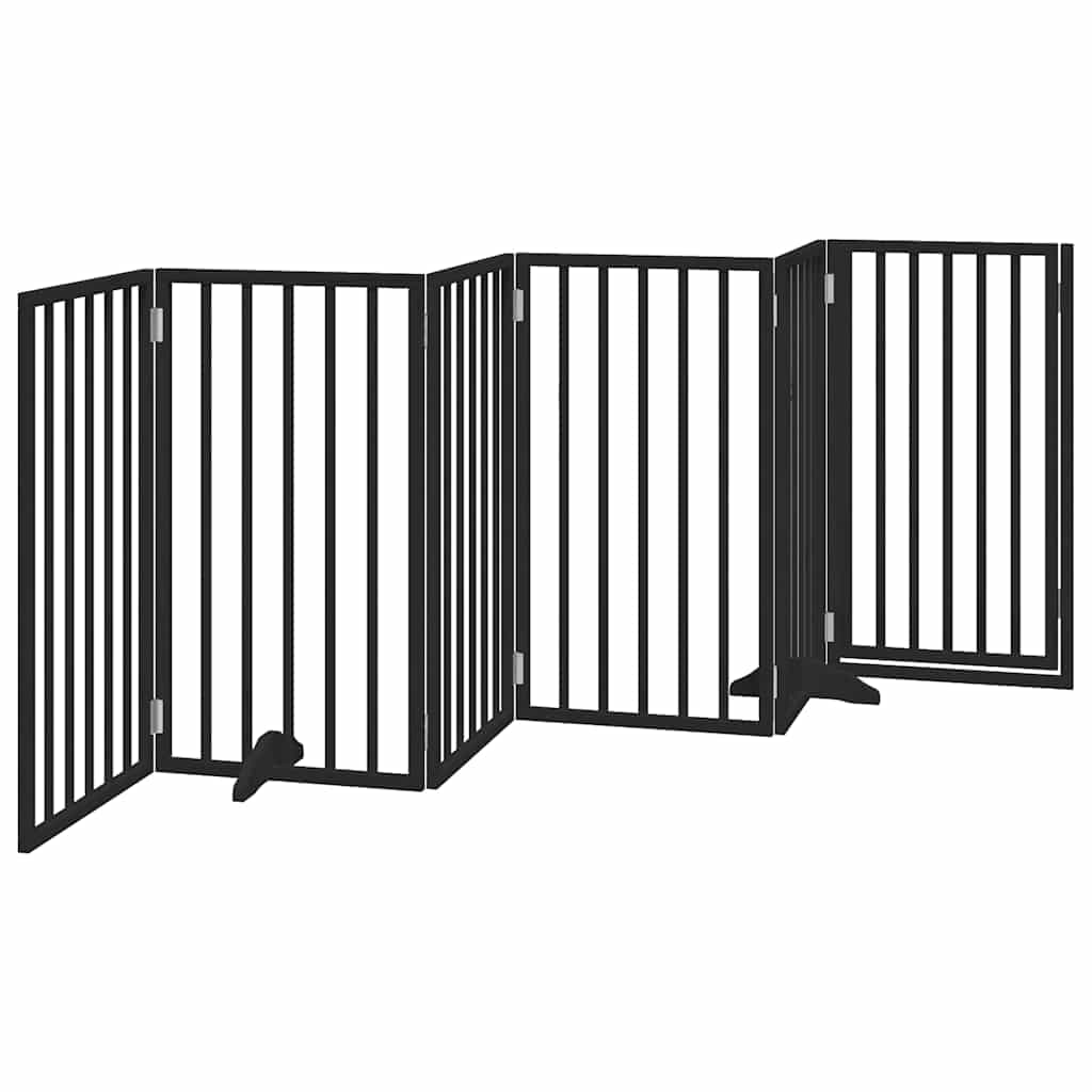 Cancello per Cani Porta Pieghevole Nero 6 Pannelli 300cm Pioppo — miniatura 5 di 10